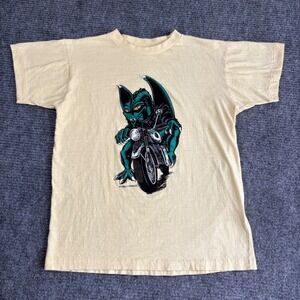 Vintage 80s Powell Peralta Steve Caballero Dragon Motorcycle T-Shirt Yellow M